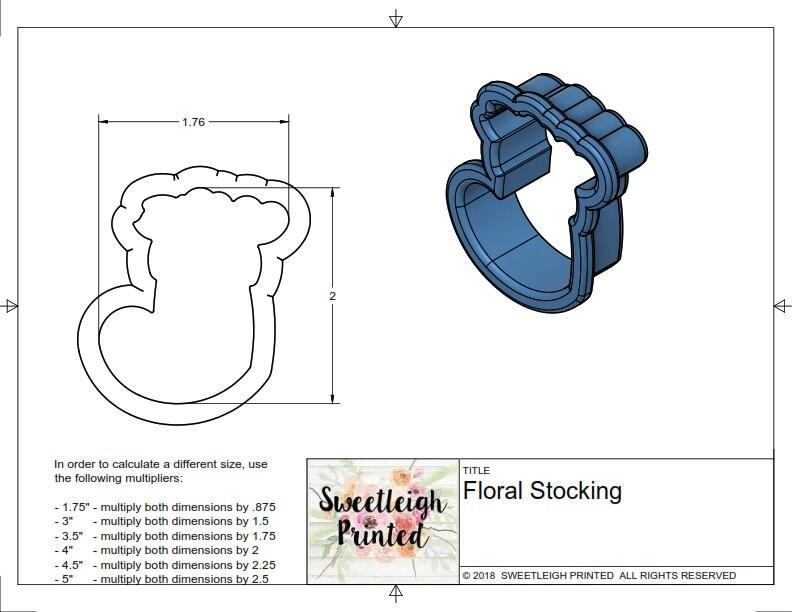 Floral Stocking Cookie Cutter - Sweetleigh 