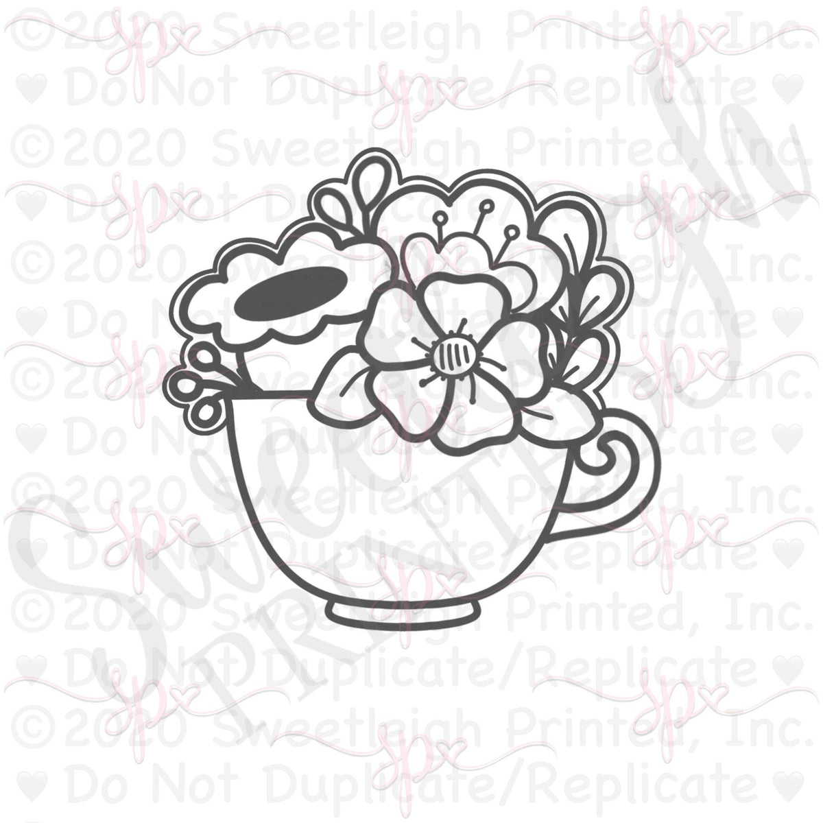 Floral Teacup 2020 Cookie Cutter - Sweetleigh 