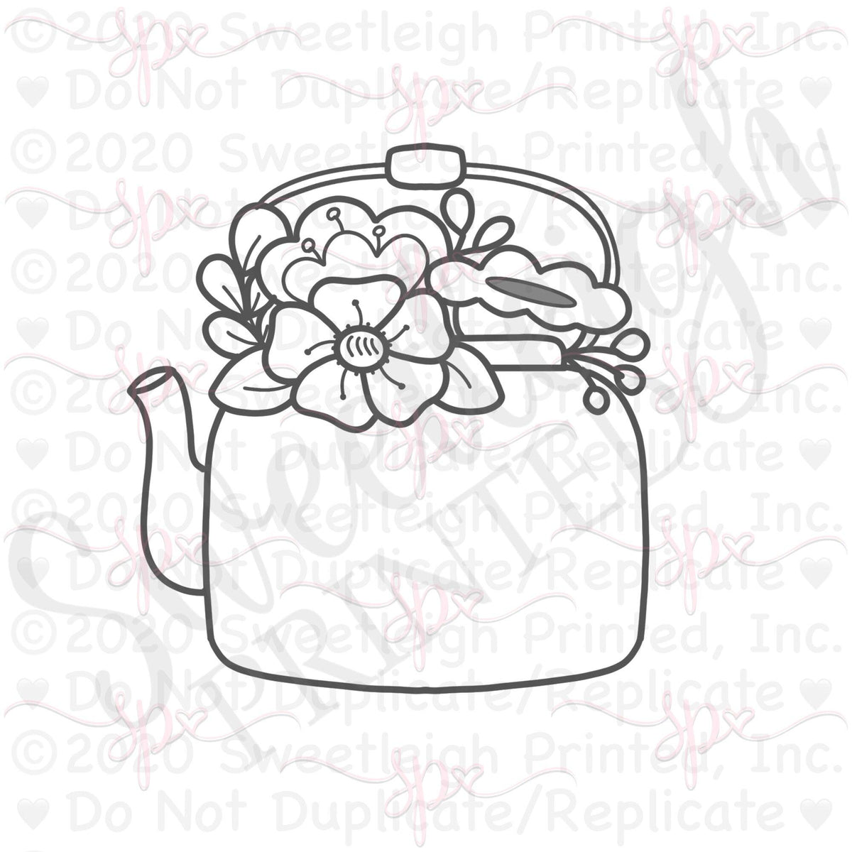 Floral Teapot 2020 Cookie Cutter - Sweetleigh 