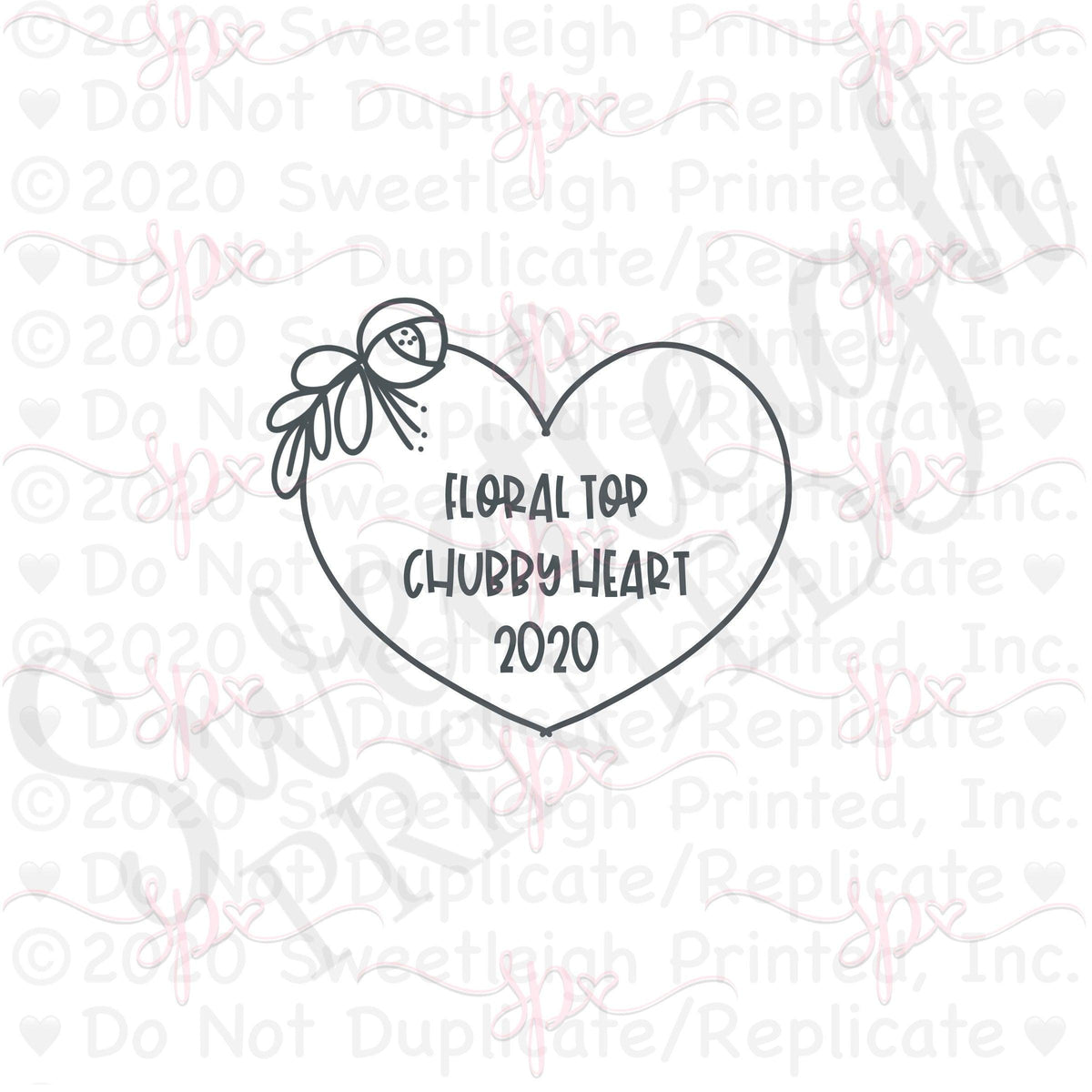 Floral Top Chubby Heart 2020 Cookie Cutter - Sweetleigh 