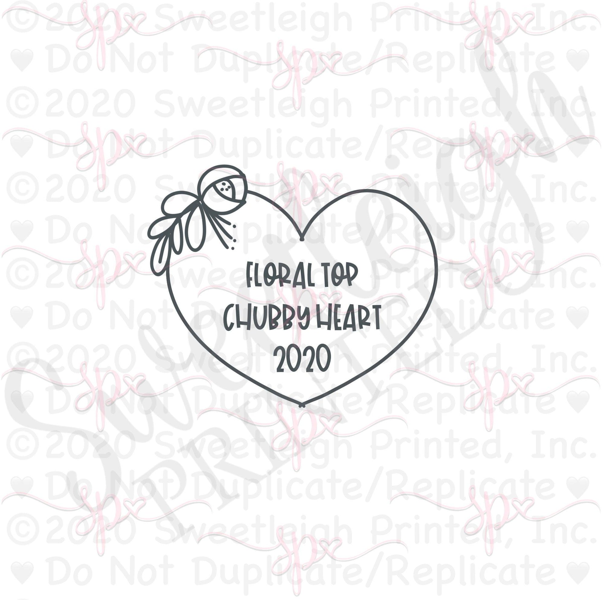 Floral Top Chubby Heart 2020 Cookie Cutter - Sweetleigh 