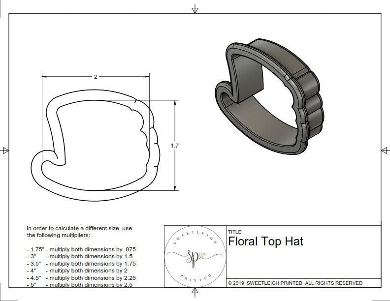 Floral Top Hat Cookie Cutter - Sweetleigh 