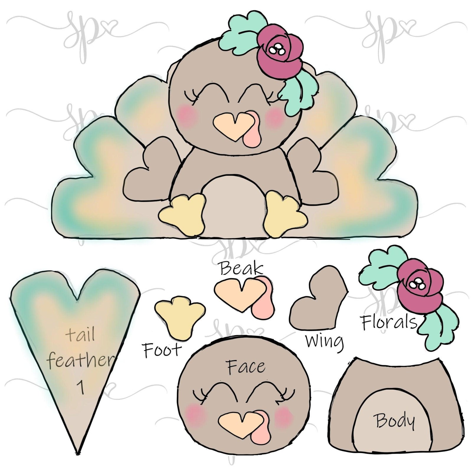 Floral Turkey Platter Cookie Cutter Set - Sweetleigh 