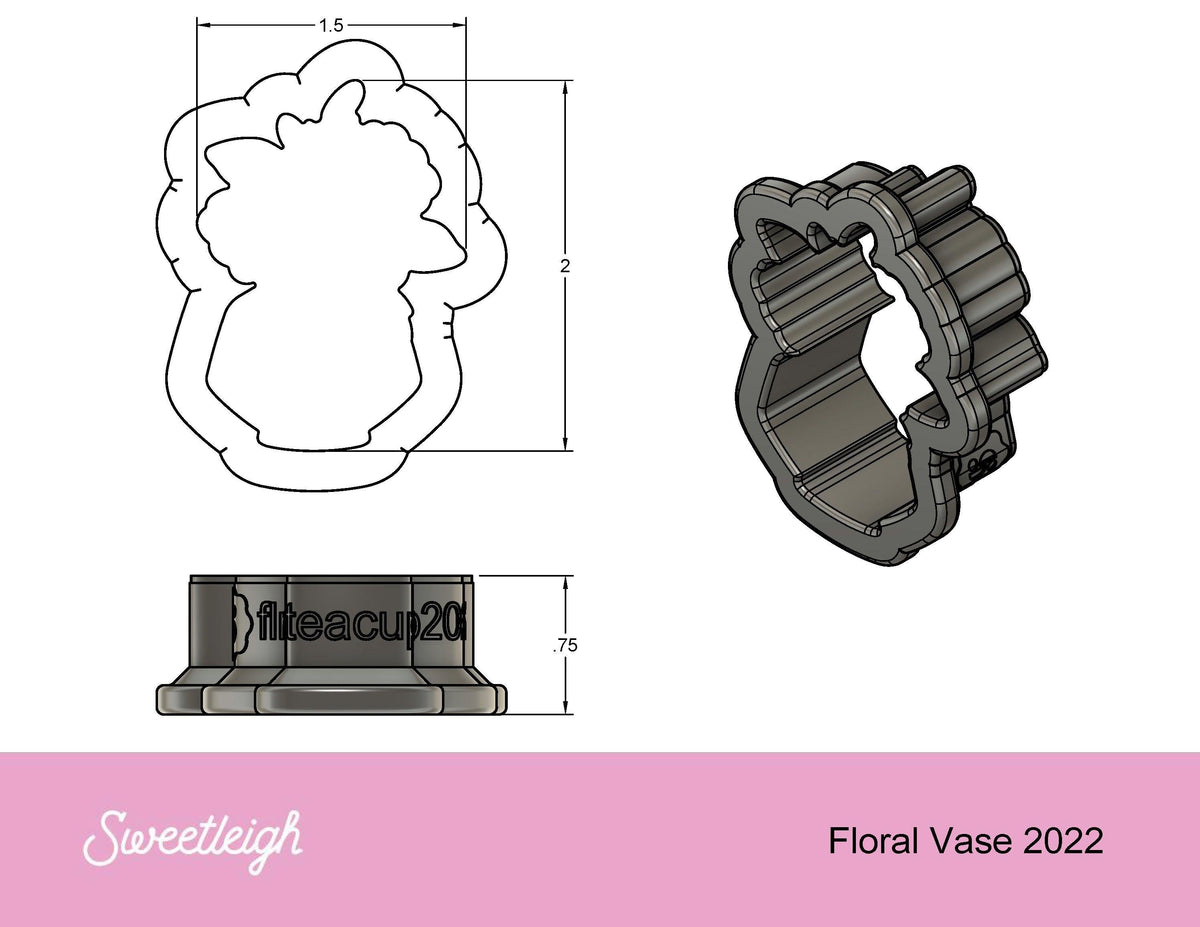 Floral Vase 2022 Cookie Cutter - Sweetleigh 