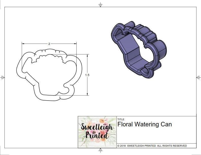 Floral Watering Can Cookie Cutter - Sweetleigh 