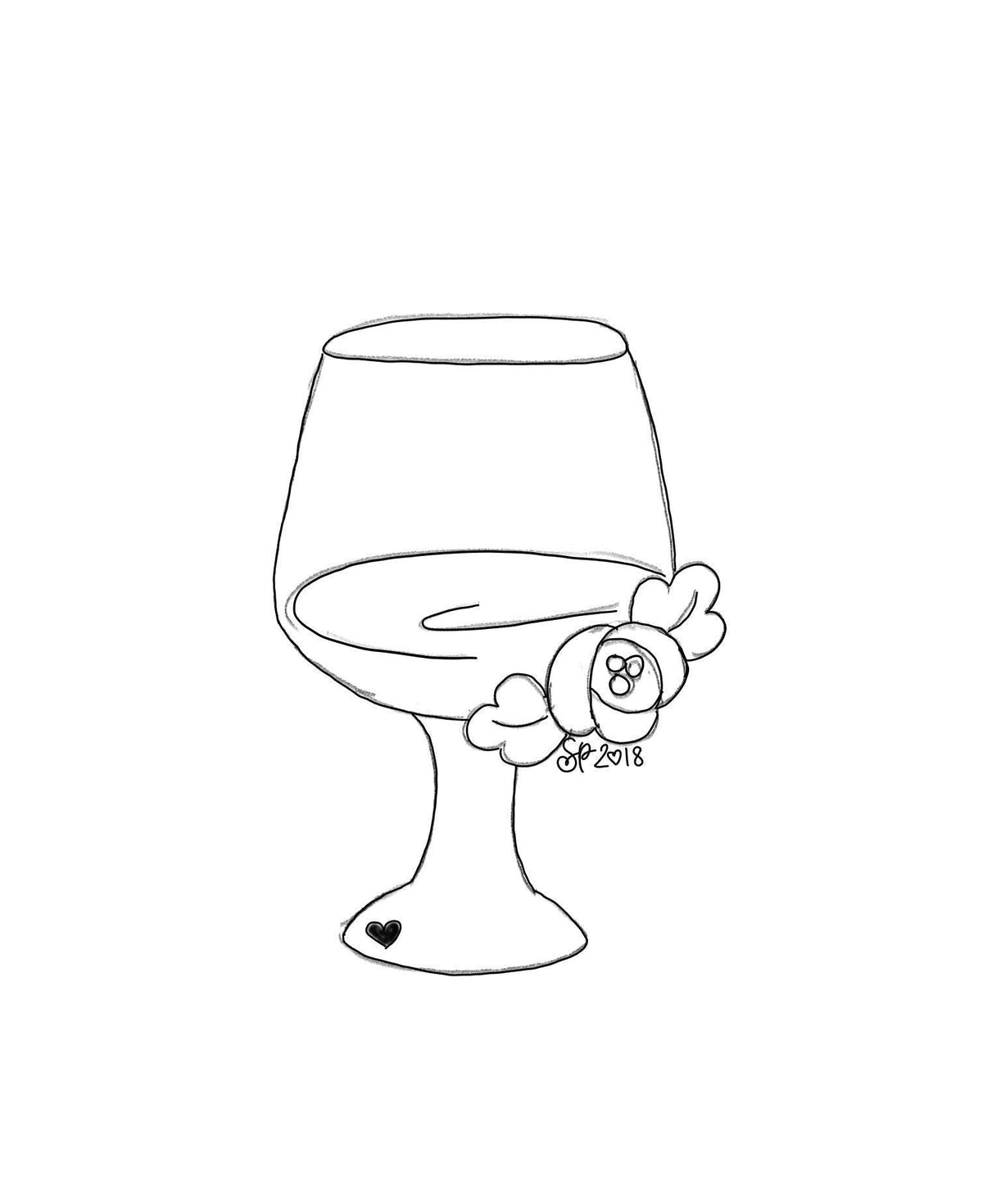 Floral Wine Glass 1 Cookie Cutter - Sweetleigh 