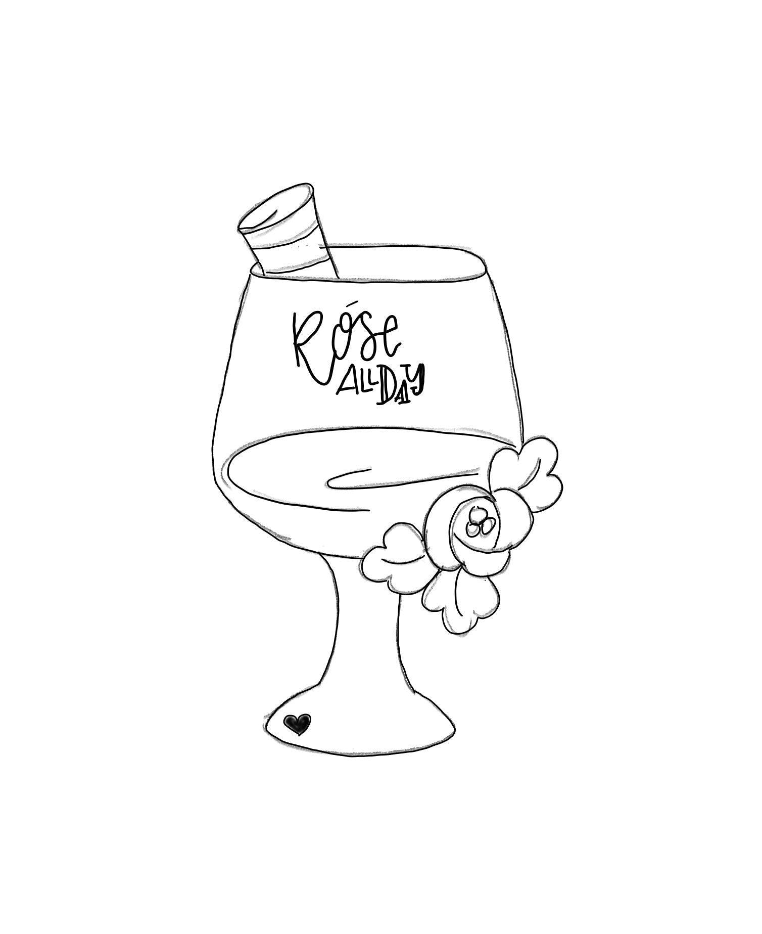 Floral Wine Glass with Straw Cookie Cutter - Sweetleigh 