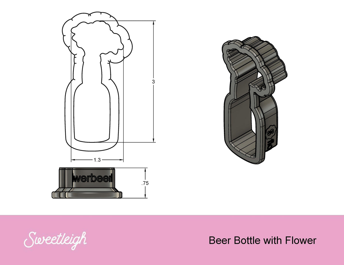 Flower Beer Bottle Cookie Cutter - Sweetleigh 