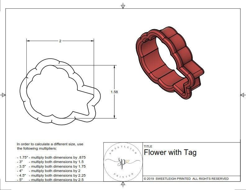 Flower with Tag Cookie Cutter - Sweetleigh 
