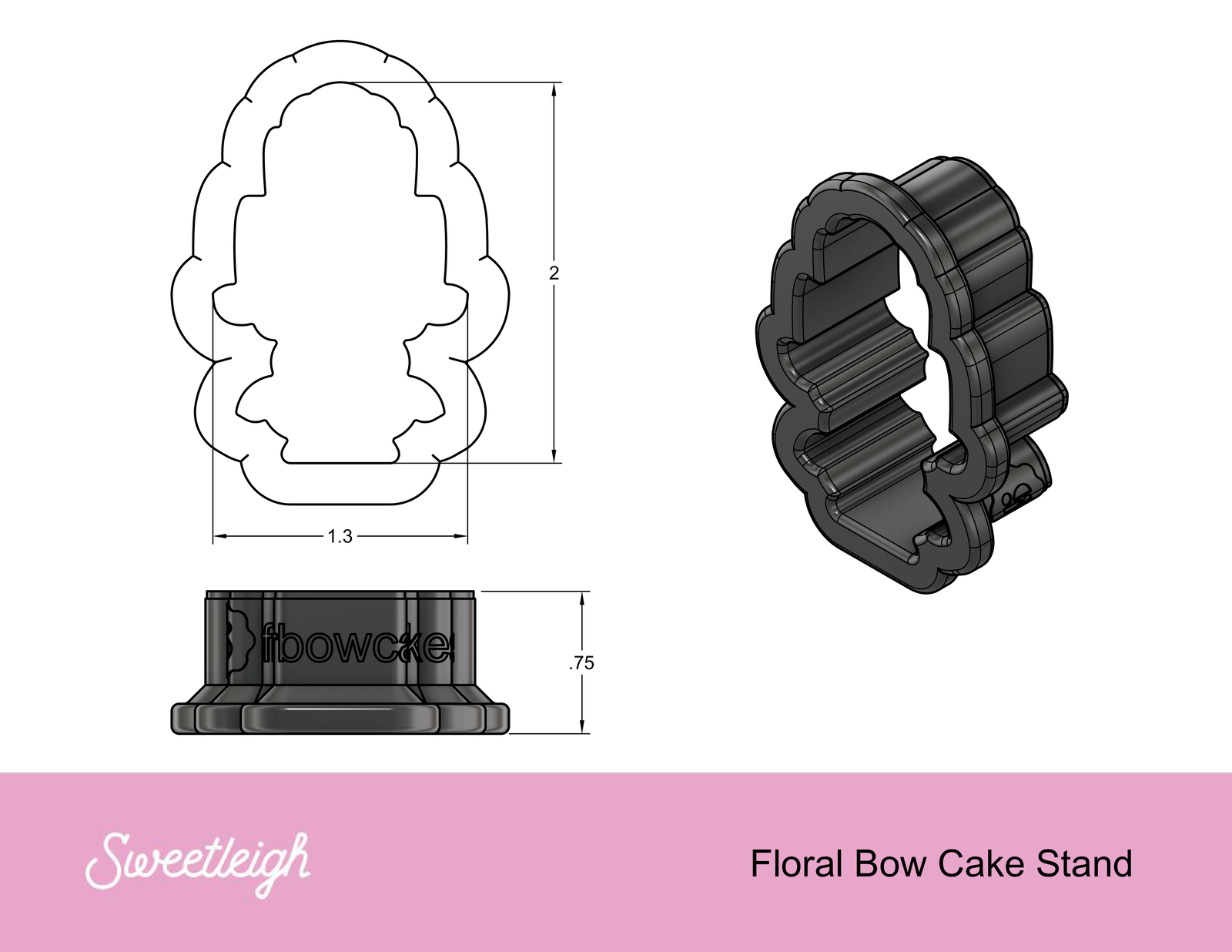 Floral Cake Stand with Bow Cookie Cutter - Sweetleigh 