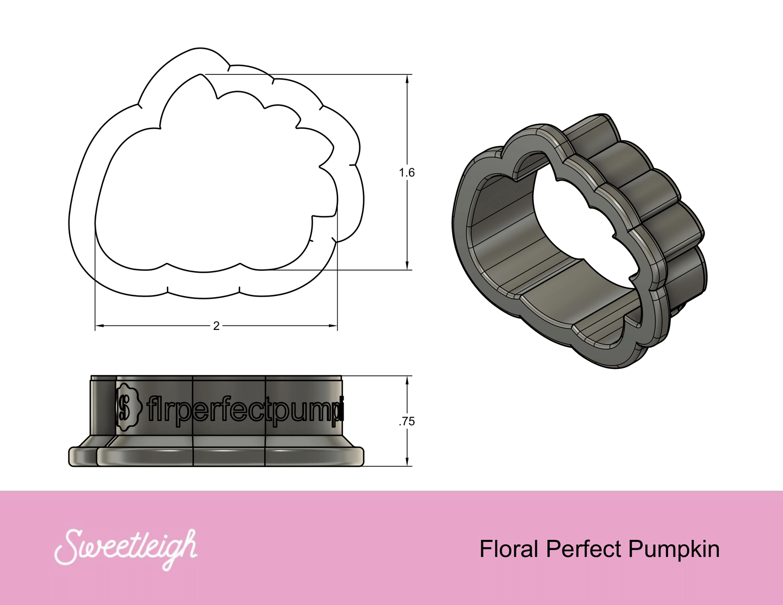 Floral Perfect Pumpkin Cookie Cutter - Sweetleigh 