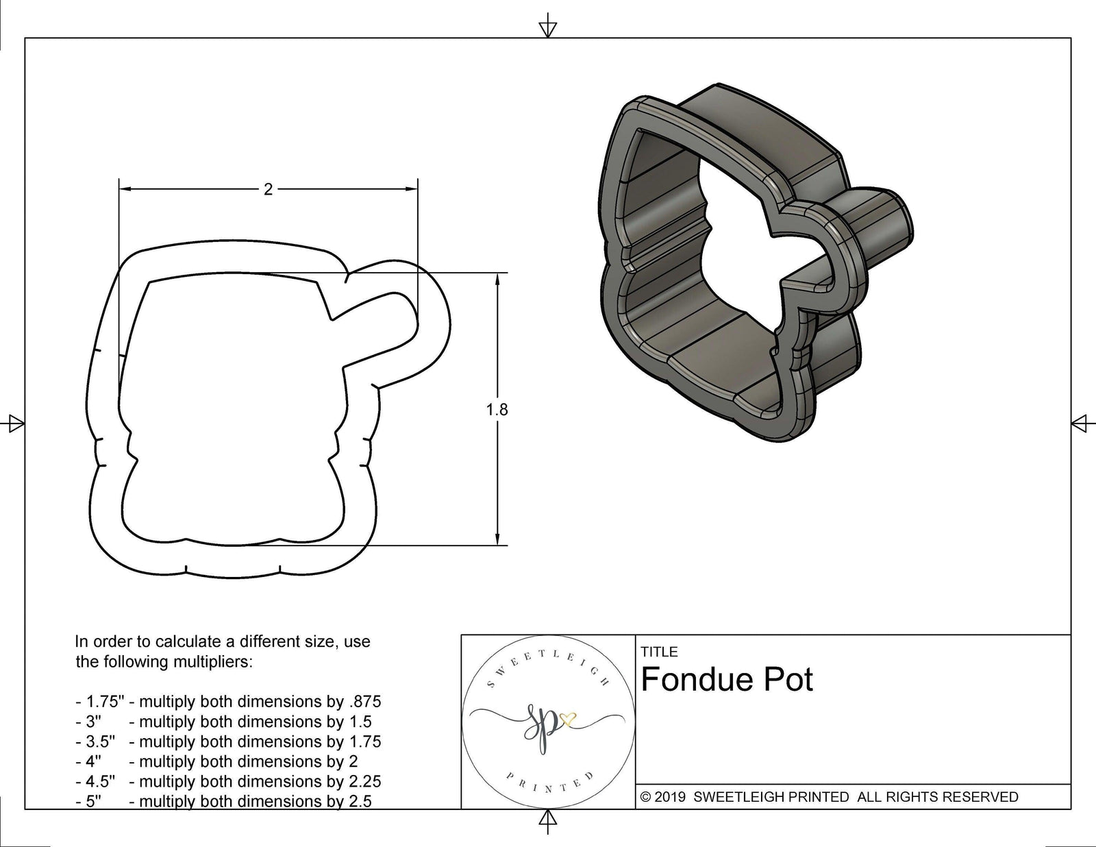 Fondue Pot Cookie Cutter - Sweetleigh 