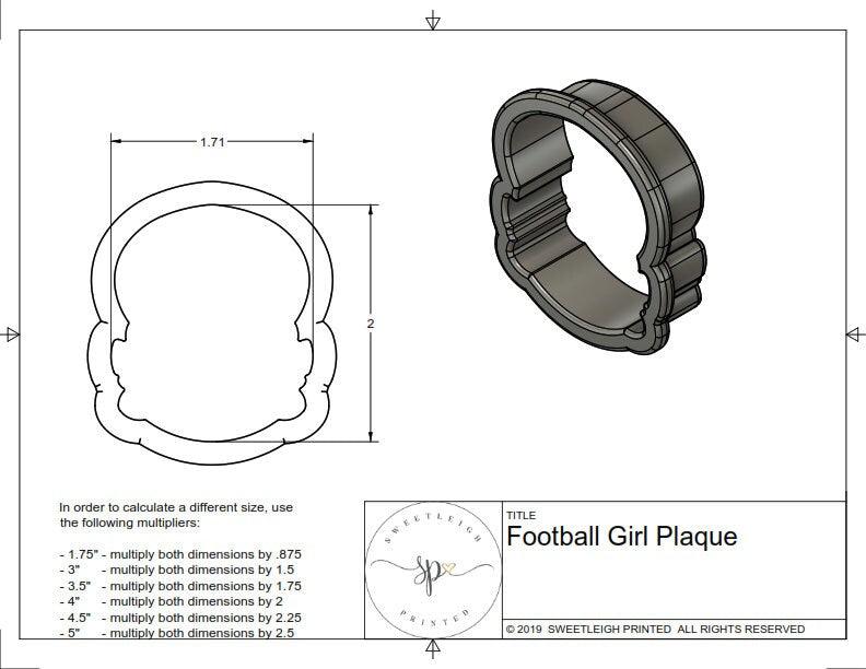 Football Girl Plaque Cookie Cutter - Sweetleigh 