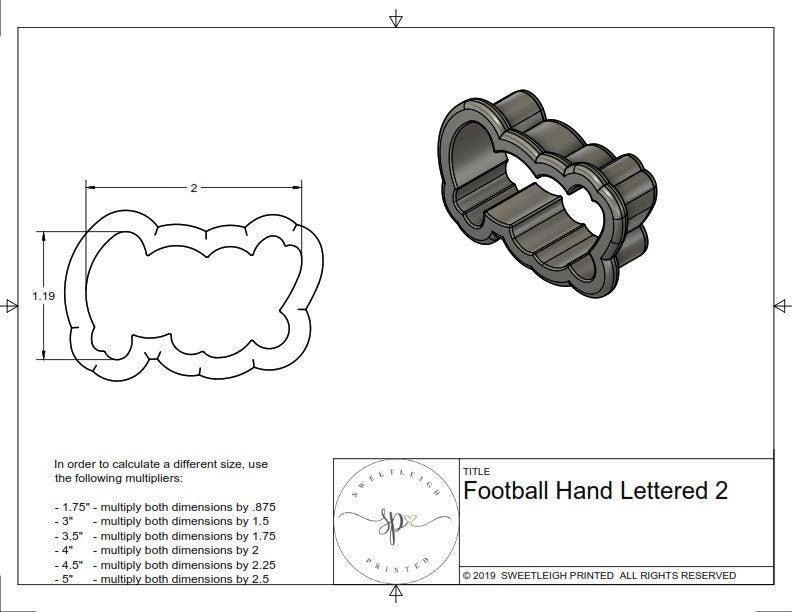 Football Hand Lettered 2 Cookie Cutter - Sweetleigh 