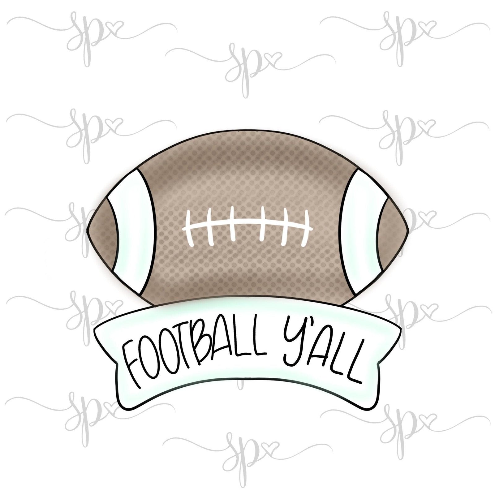 Football with Banner Plaque Cookie Cutter - Sweetleigh 