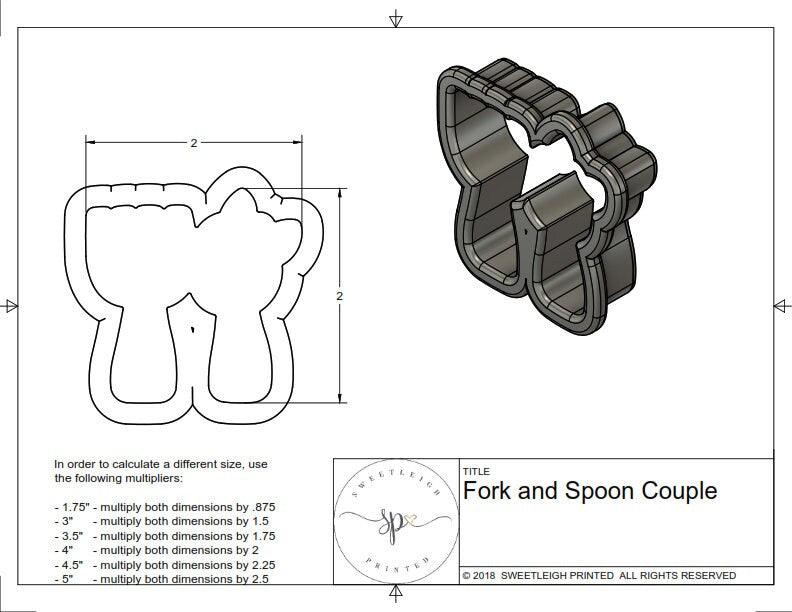 Fork and Spoon Couple Cookie Cutter - Sweetleigh 