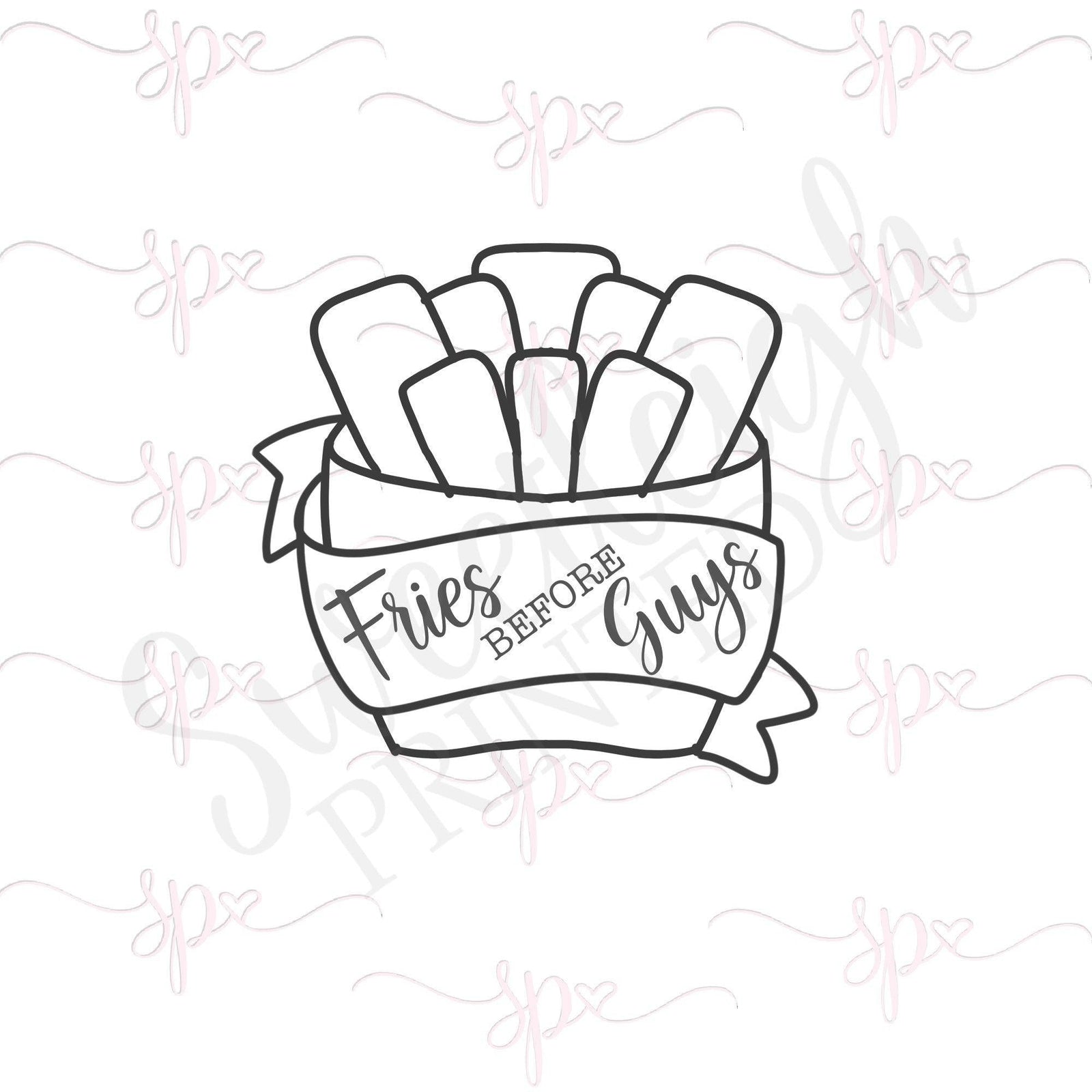 French Fries with Banner Cookie Cutter - Sweetleigh 