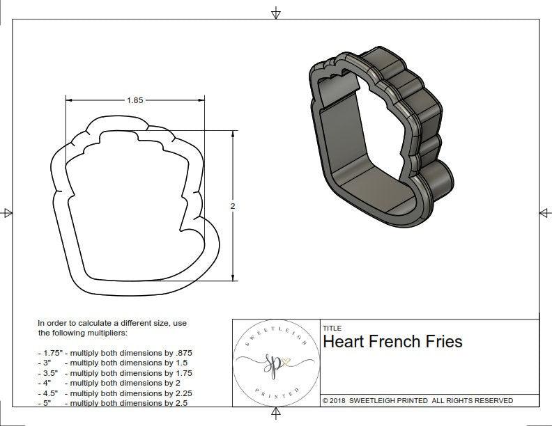 French Fries with Heart Cookie Cutter - Sweetleigh 