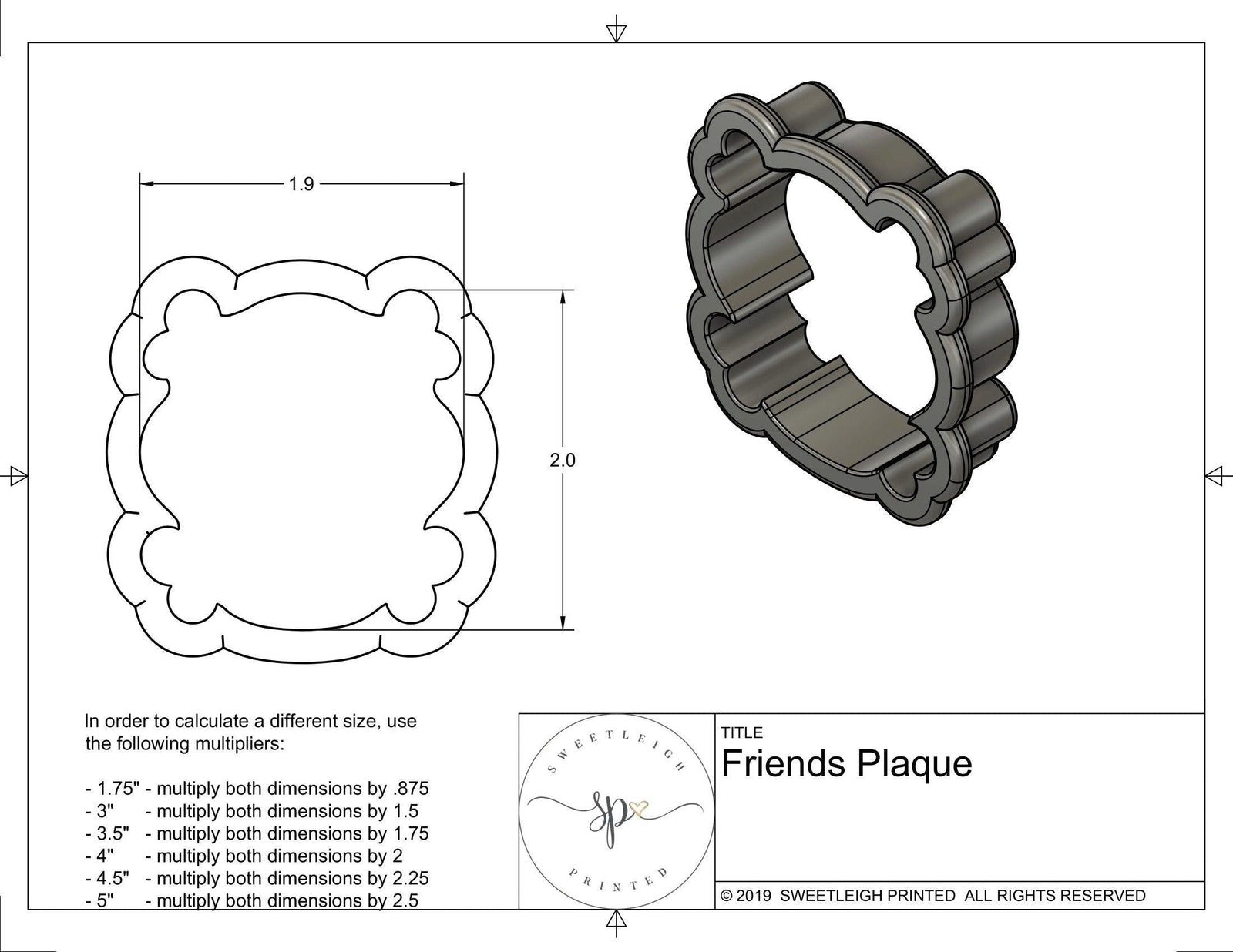 FRIENDLY Plaque Cookie Cutter - Sweetleigh 