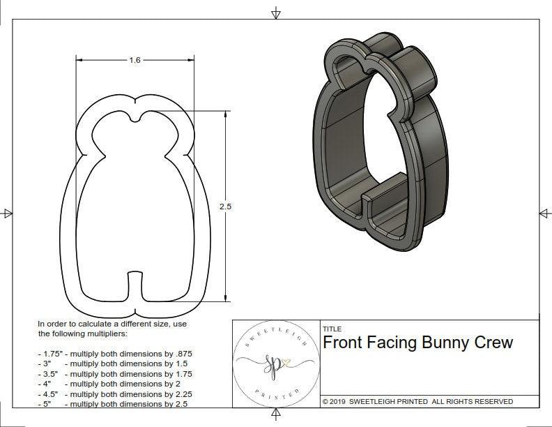 Front Facing Bunny Crew Cookie Cutter - Sweetleigh 