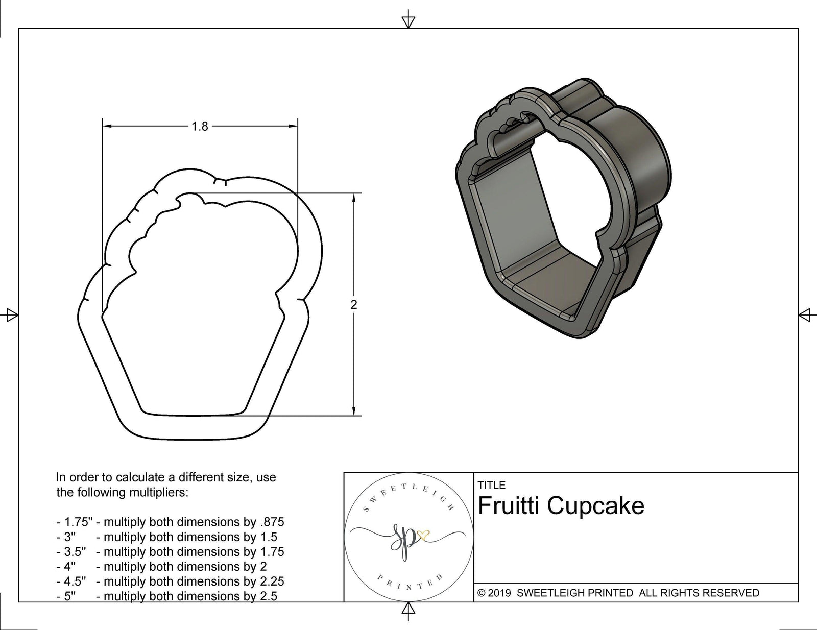 Fruitti Cupcake Cookie Cutter - Sweetleigh 