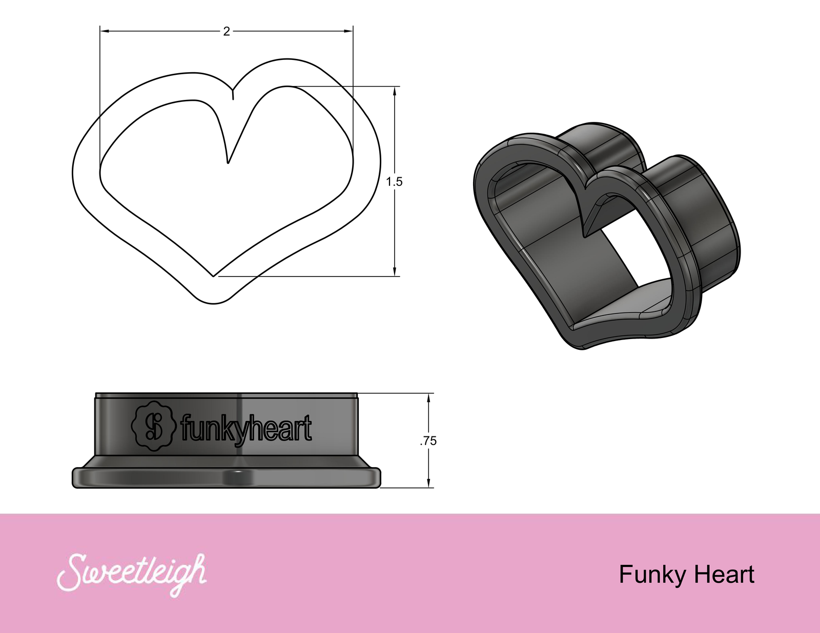 Funky Heart Cookie Cutter - Sweetleigh 