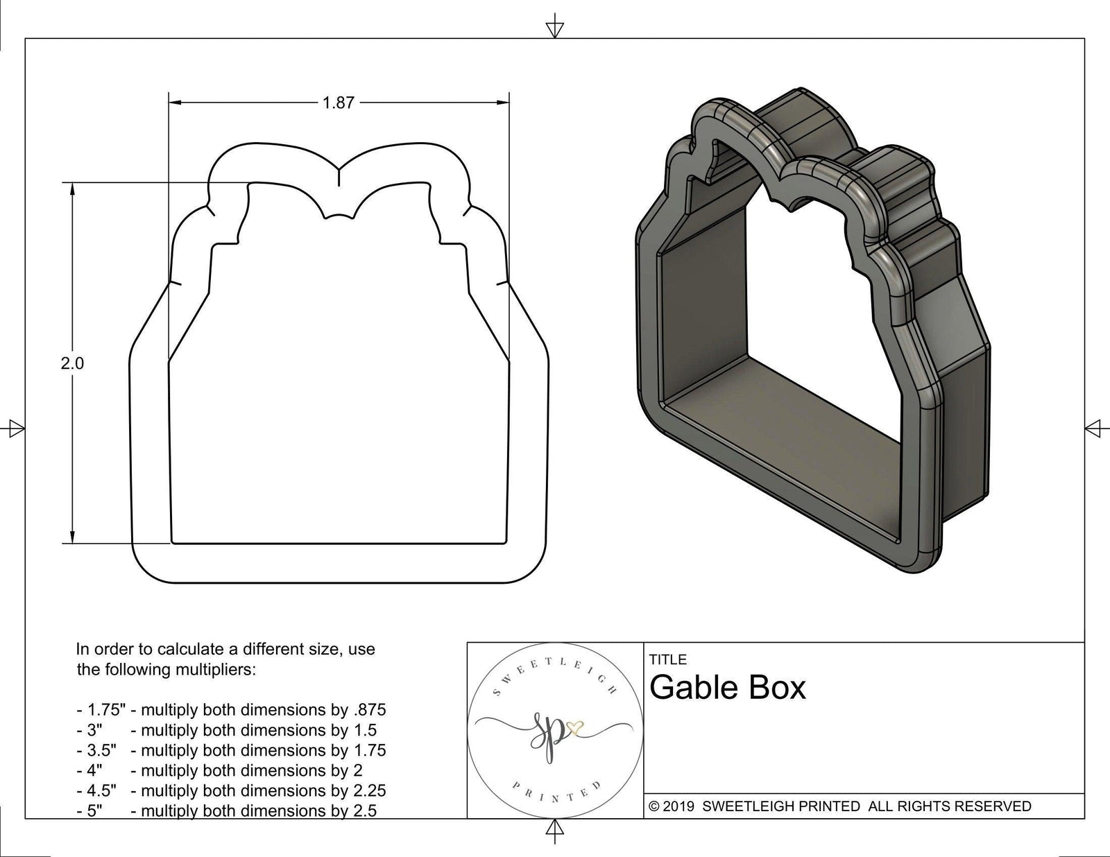 Gable Box Cookie Cutter - Sweetleigh 