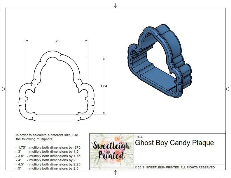 Ghost Candy Plaque Cookie Cutter - Sweetleigh 
