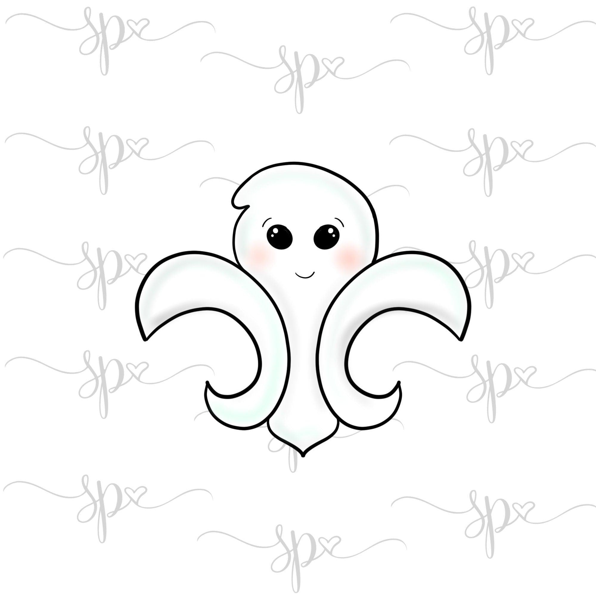 Ghost Fleur de lis Cookie Cutter - Sweetleigh 