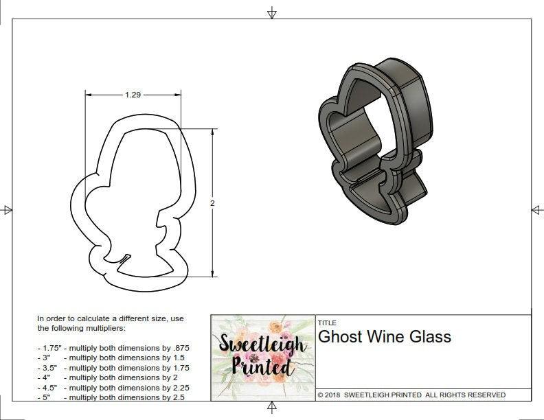 Ghost Wine Glass Cookie Cutter - Sweetleigh 
