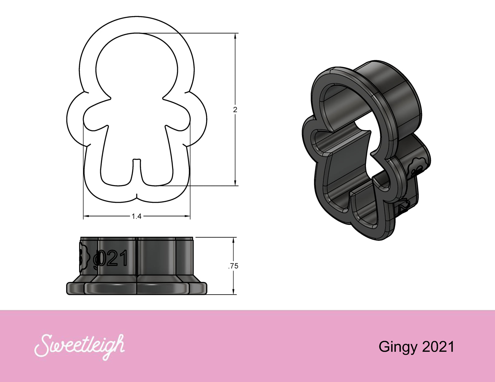 Gingy 2021 Cookie Cutter - Sweetleigh 