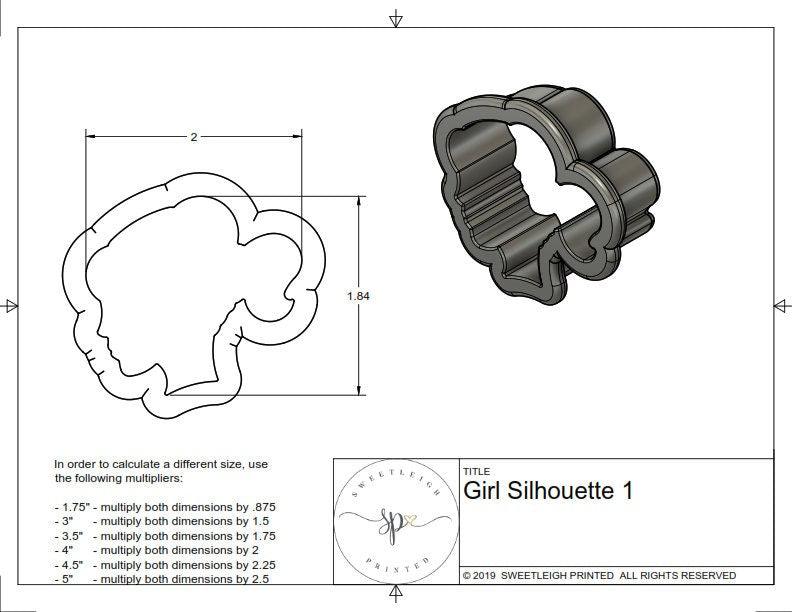 Girl Silhouette 1 Cookie Cutter - Sweetleigh 
