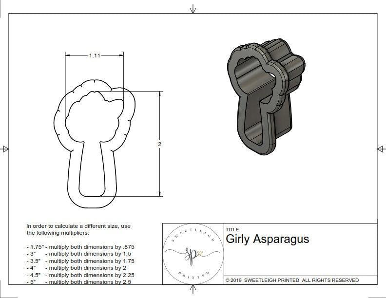 Girly Asparagus Cookie Cutter - Sweetleigh 