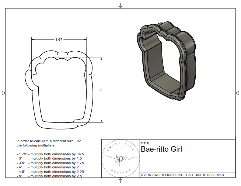 Girly Bae-ritto Cookie Cutter - Sweetleigh 