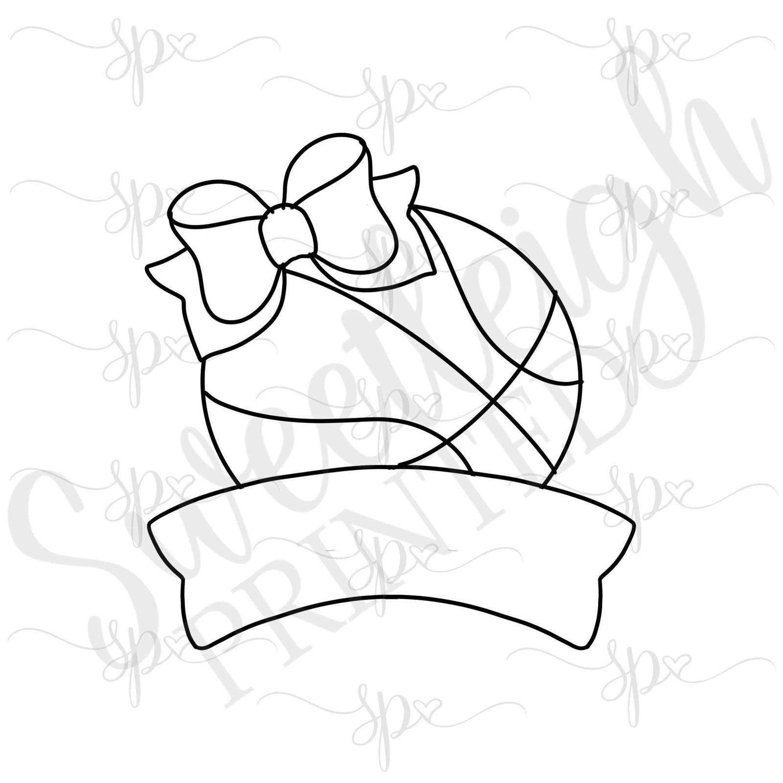 Girly Ball with Banner Plaque Cookie Cutter - Sweetleigh 