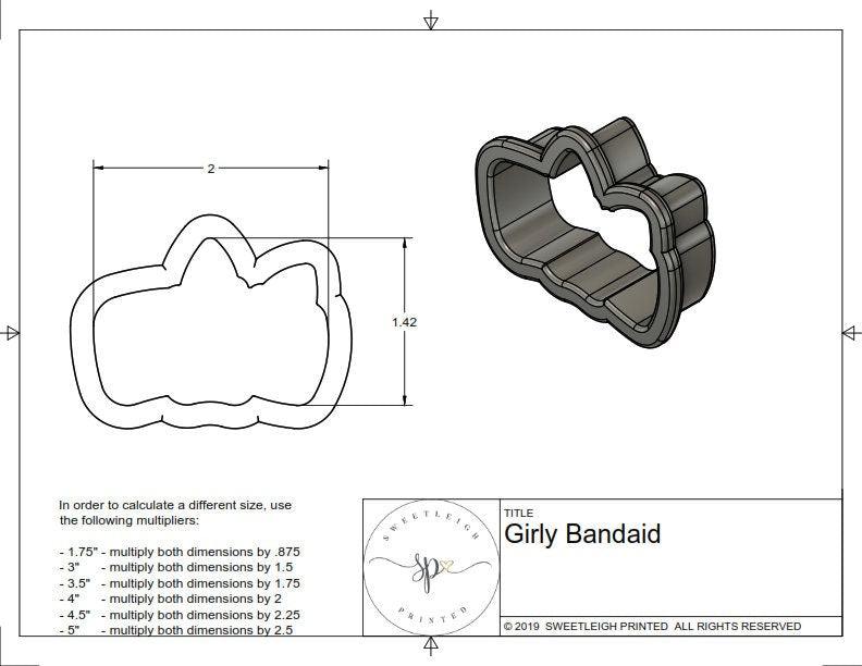 Girly Bandaid Cookie Cutter - Sweetleigh 