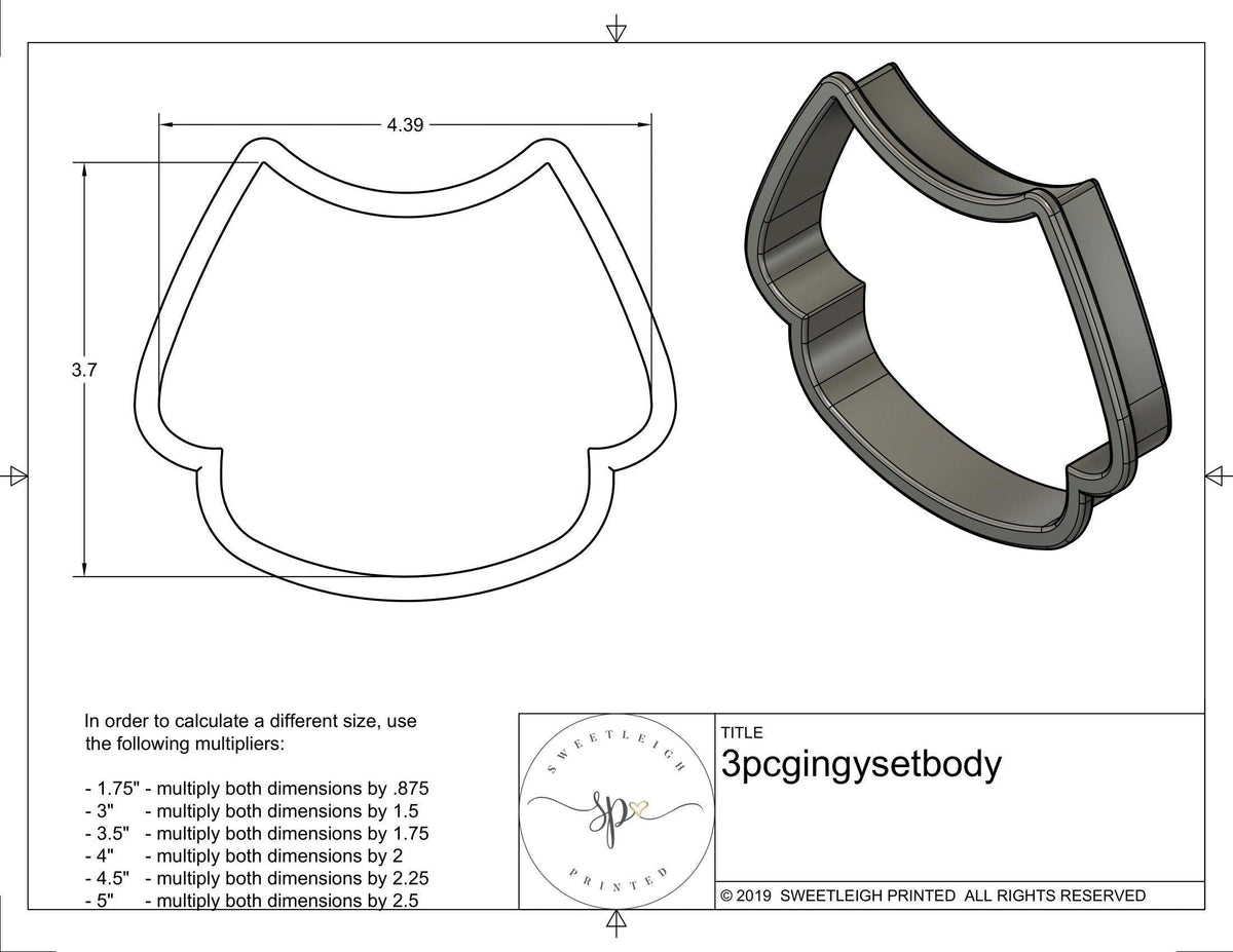 Girly Bear 3 Piece Cookie Cutter Set - Sweetleigh 