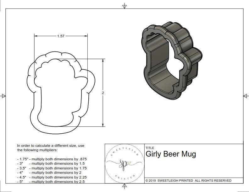 Girly Beer Mug Cookie Cutter - Sweetleigh 