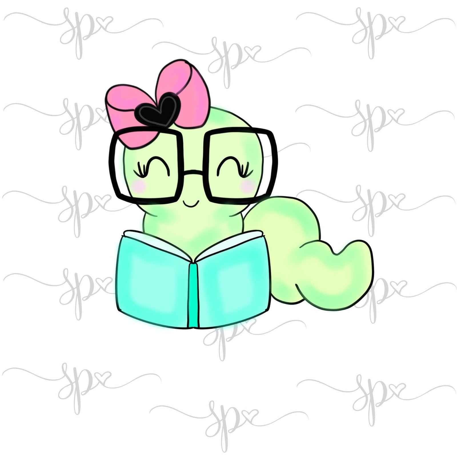 Girly Book Worm Cookie Cutter - Sweetleigh 