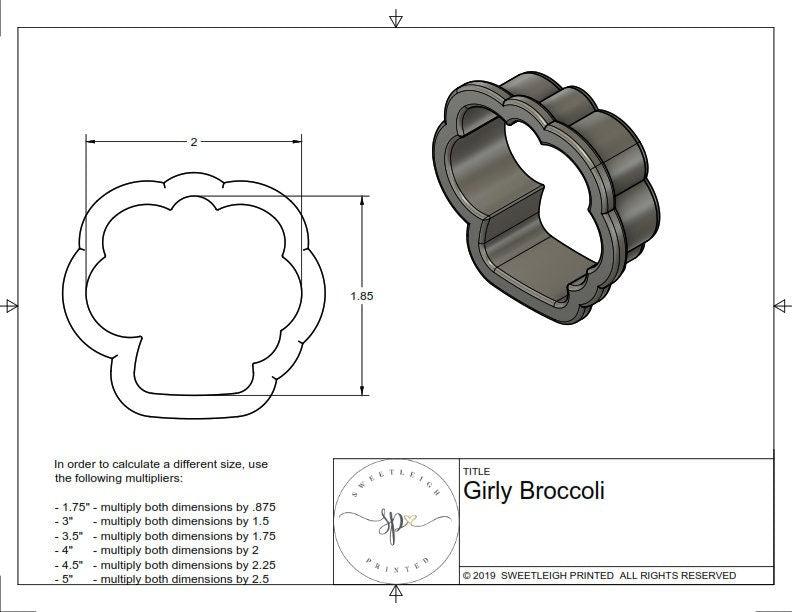 Girly Broccoli Cookie Cutter - Sweetleigh 