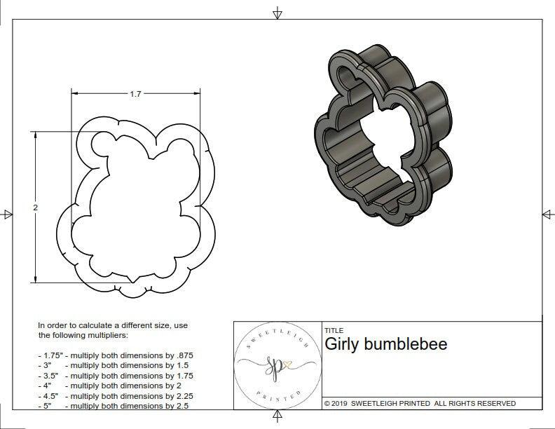Girly Bumblebee Cookie Cutter - Sweetleigh 