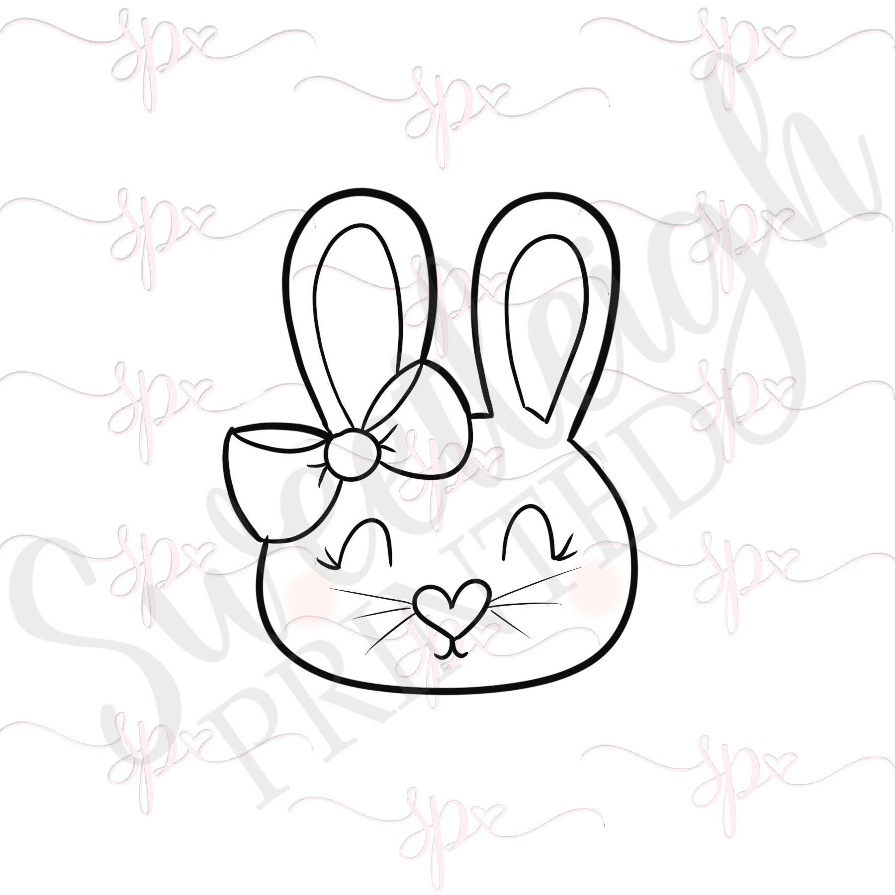 Girly Bunny Head Cookie Cutter - Sweetleigh 
