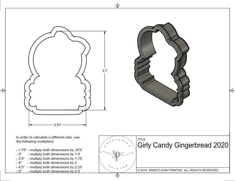 Girly Candy Gingerbread 2020 Cookie Cutter - Sweetleigh 