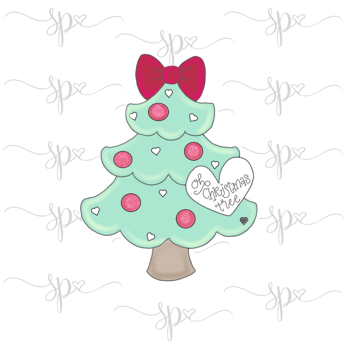 Girly Christmas Tree With Heart Cookie Cutter - Sweetleigh 