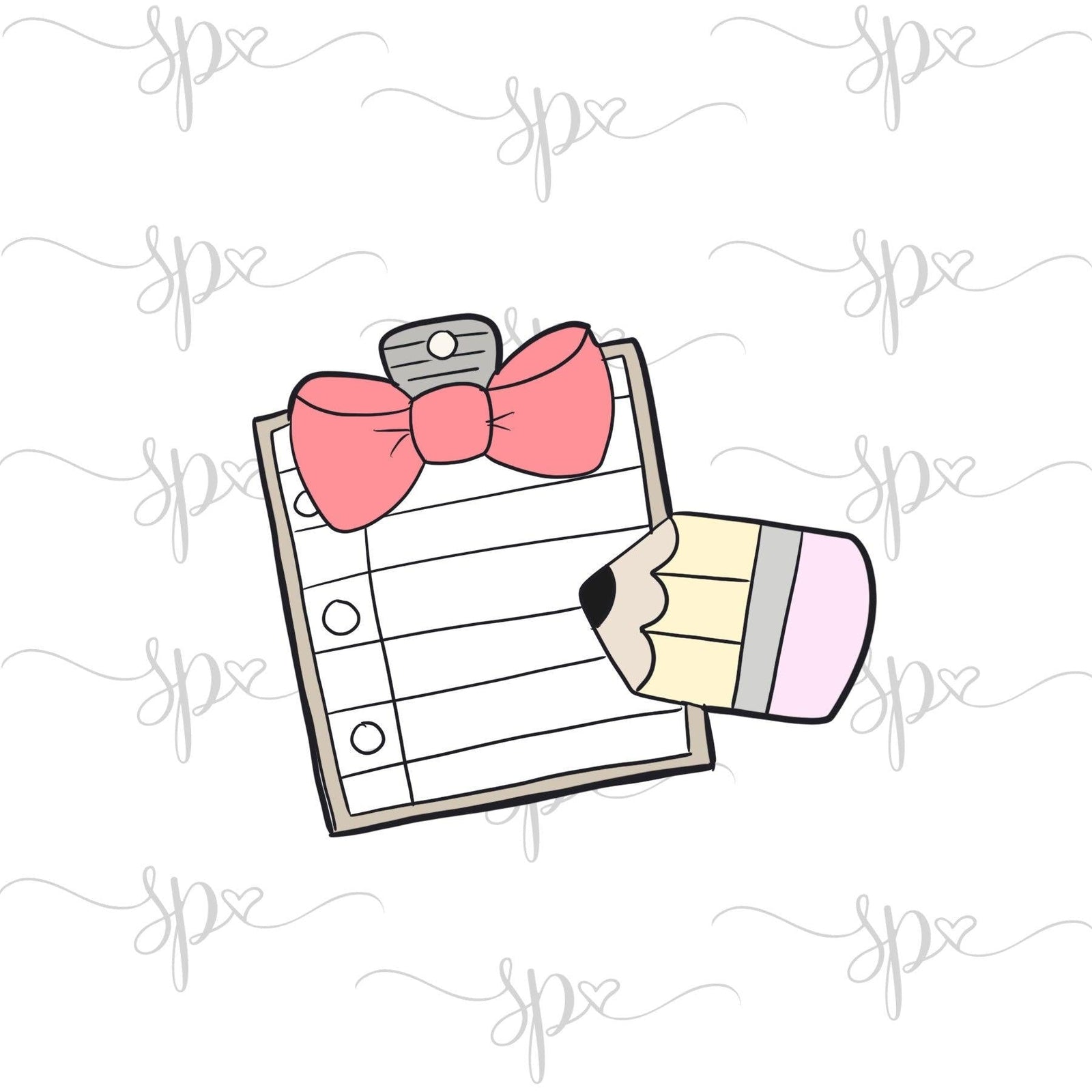 Girly Clipboard with Pencil Cookie Cutter - Sweetleigh 