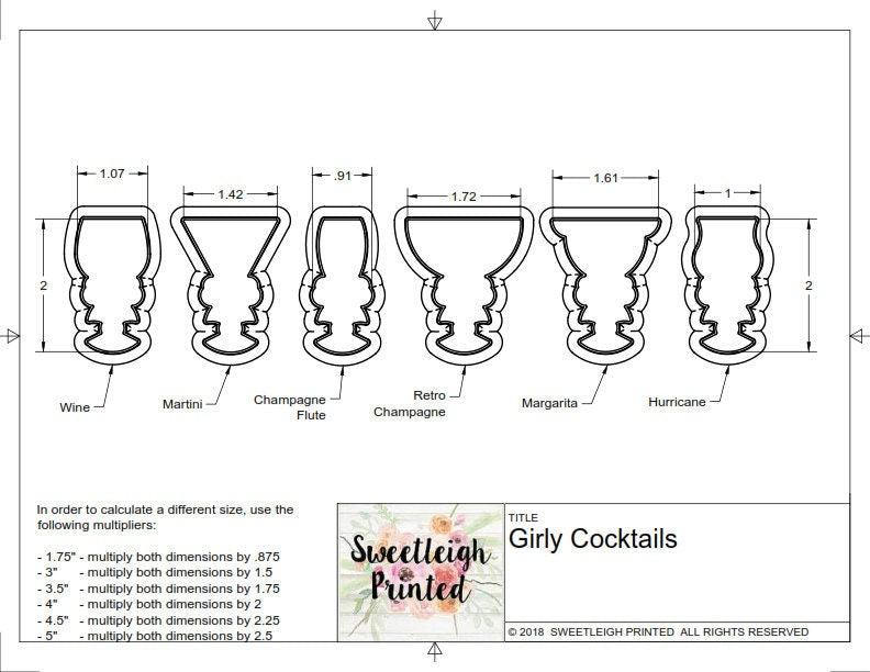 Girly Cocktail Cookie Cutters - Sweetleigh 