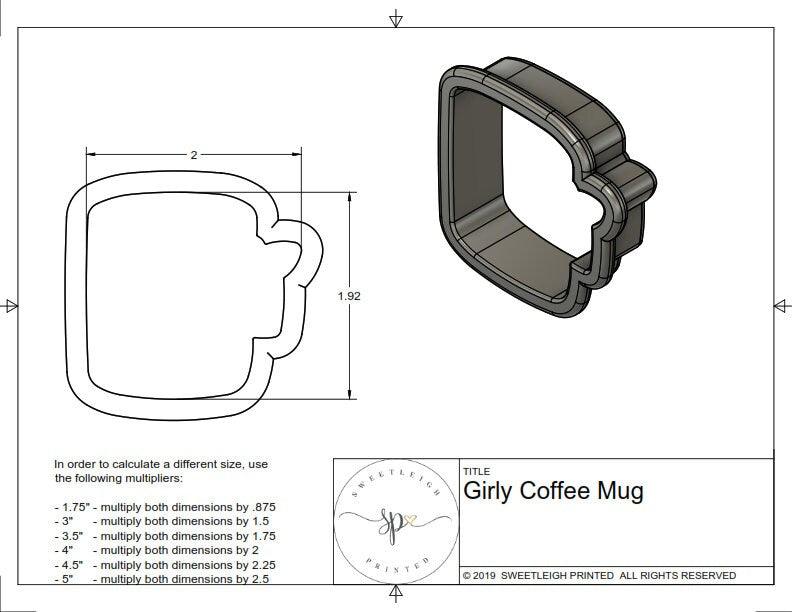 Girly Coffee Mug Cookie Cutter - Sweetleigh 