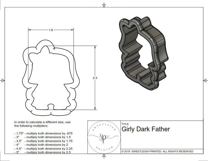 Girly Dark Father Cookie Cutter - Sweetleigh 