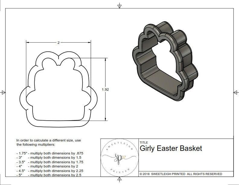 Girly Easter Basket Cookie Cutter - Sweetleigh 