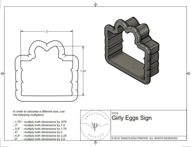 Girly Eggs Sign Cookie Cutter - Sweetleigh 